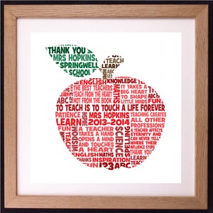 Regalo personalizado de Apple para profesores con palabras artísticas