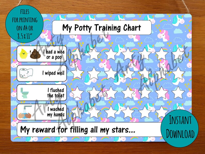 Instant Download Unicorn Potty Training Chart | Etsy