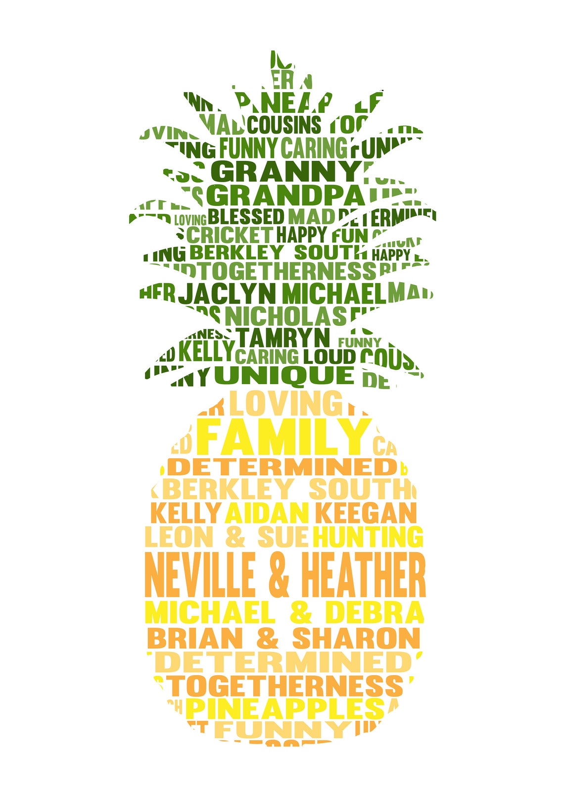 Personalised Pineapple Word Art Gift Etsy