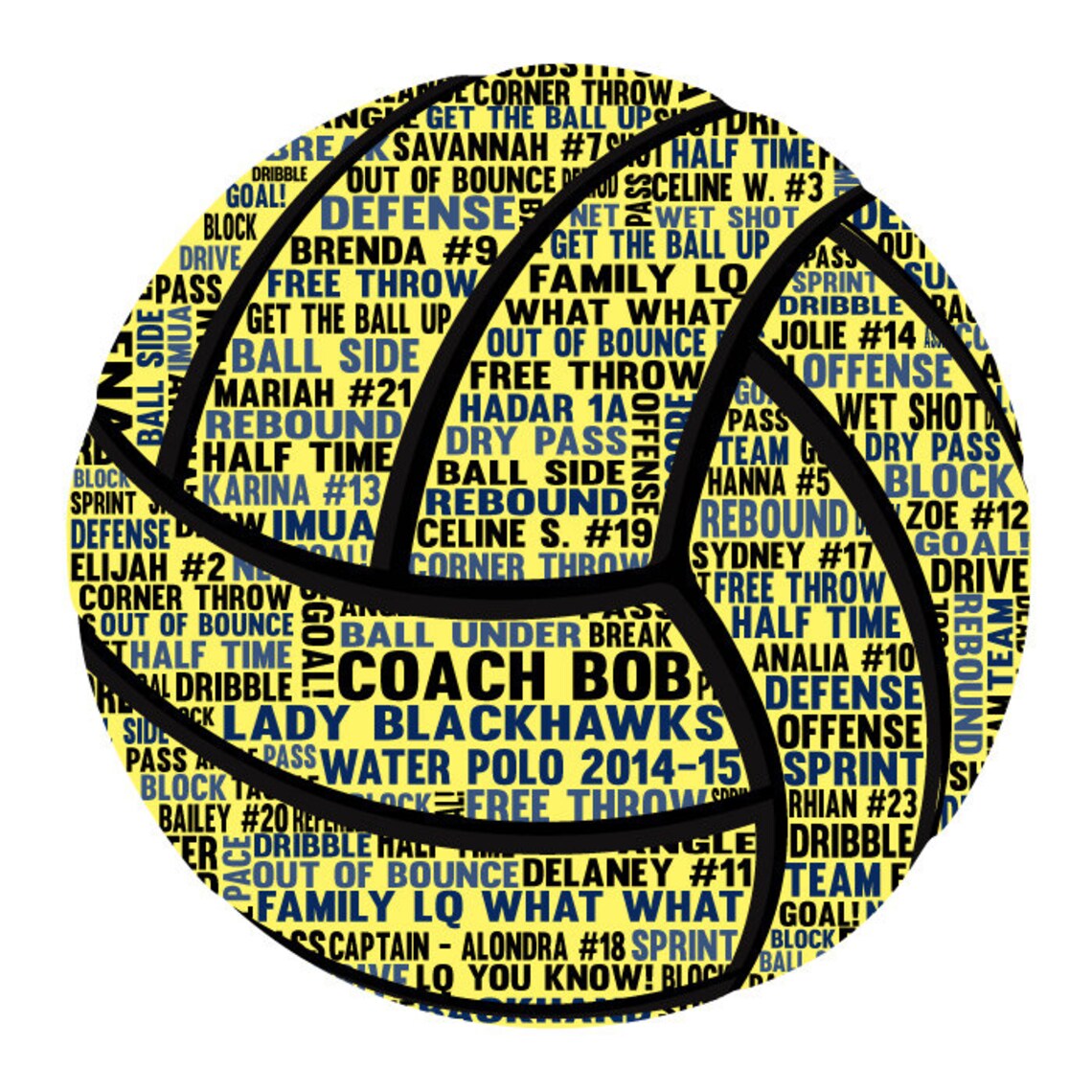 Personalised Water Polo Word Art Gift Etsy