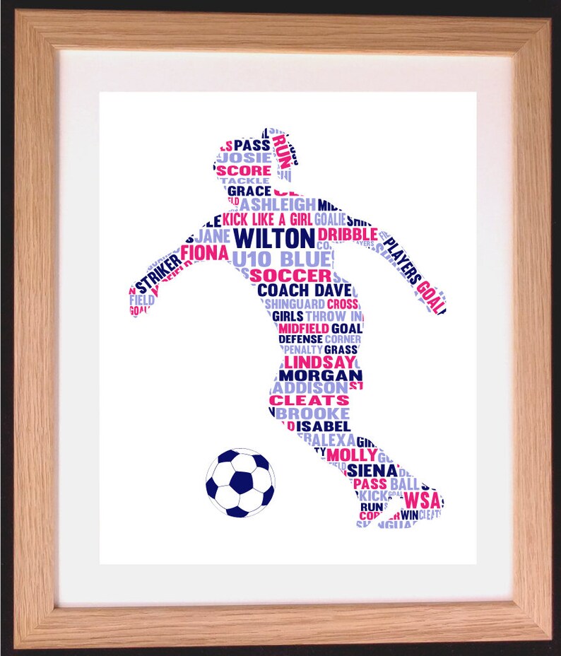 Personalised Football Word Art - Footballer Football Team Soccer