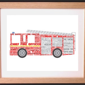 Regalo personalizzato con parola d'arte del camion dei pompieri