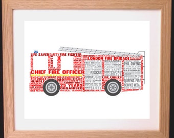 Personalised Fire Engine Word Art Gift