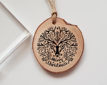 Merry Christmas, Deer Head, Antlers, Botanicals, Cardmaking, Gift Tags, Christmas Crafts, Rubber Stamp