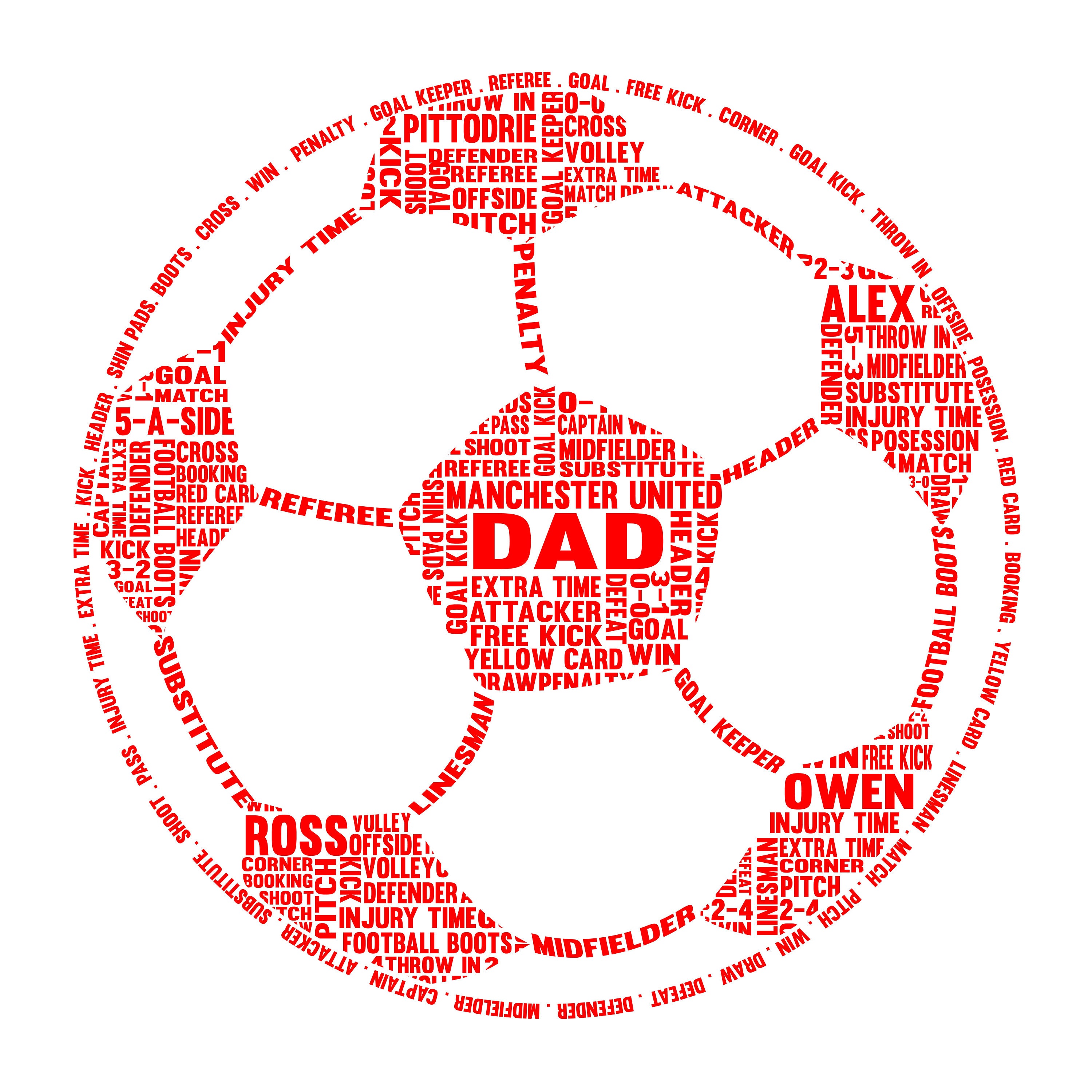 Personalised Football / Soccer Word Art Gift Etsy UK