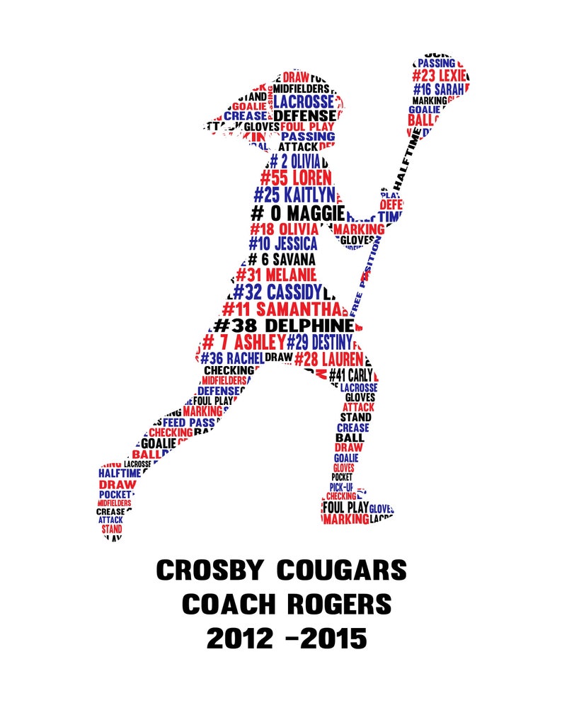 Personalised Female Lacrosse Word Art Gift Etsy UK