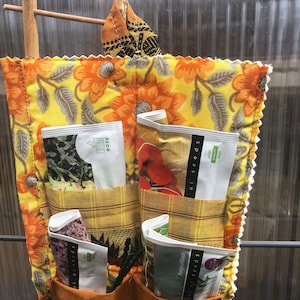 Organizzatore di pacchetti di semi da appendere, quaderno rivestito in tessuto, quaderno di carta fatta a mano, piccolo regalo di giardinaggio, regalo di primavera