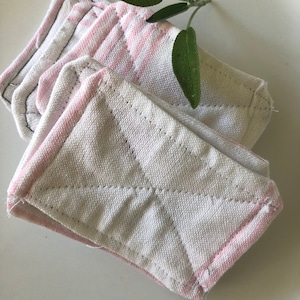 Handloom cotton washable face pads, reusable face wipes set, makeup remover reusable pads