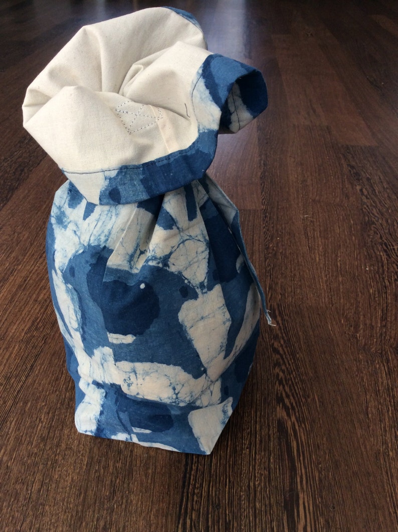 kitchen gift Natural cotton bread bag European design bread bag fabric bread bag Indigo fabric bread bag unbleached cotton lining