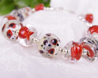 LACRIMA, Handmade Lampwork and Sterling Silver Bracelet, Exclusive Collection of Luxury bracelets, Jewelry,  Artisan OOAK