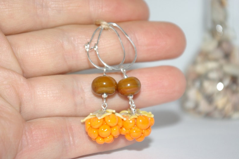 Cloudberry Glass Earrings salmon Wild berry earrings berry Etsy