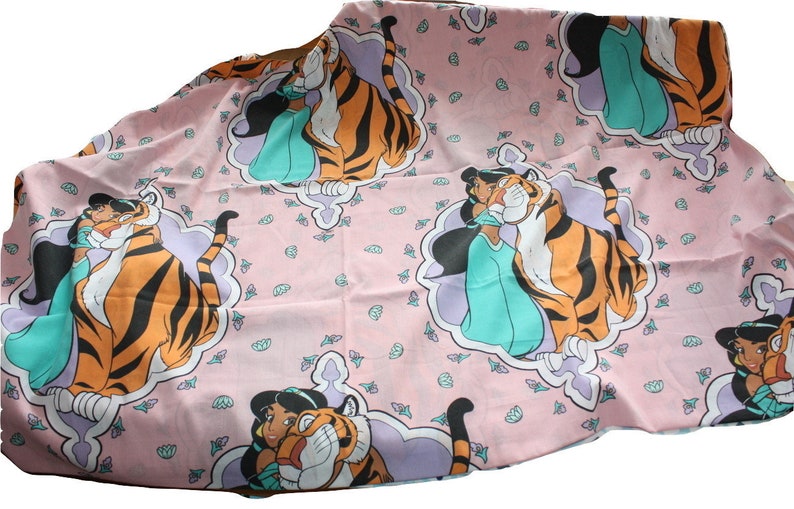 Disney Aladdin Fabric Twin Bed Flat Sheet Pink Rajah Jasmine Etsy