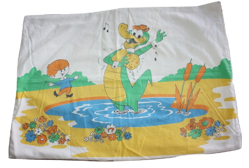 Vintage Wally Gator Bedding Flat Sheet Pillowcase Etsy