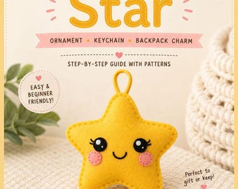 DIY Felt Star Ornament Pattern, Hand Sewing Tutorial (Digital Download)