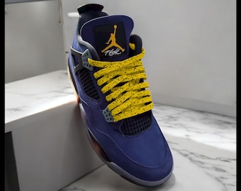 Replacement Shoelaces for Jordan 4 Imperial Lakers – 54” Purple, Gold & Speckle Print Laces for Retro Sneakers AJ4 Shoestrings