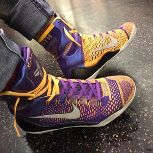 purple and gold shoelaces