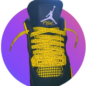 Jordan 4 Thunder Lightning Speckle Print Laces