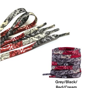 Bandana Print Patchwork Flat Shoelaces Paisely Laces