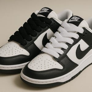 black and white dunks with white laces