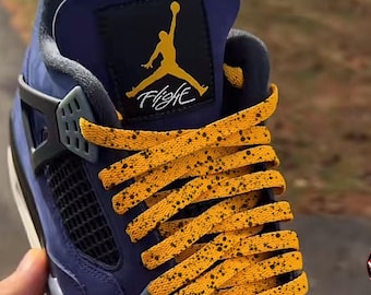 Cordones de repuesto Speckle Cement Gold para Jordan 4 Imperial – Cordones amarillos de los Lakers para zapatillas retro AJ4