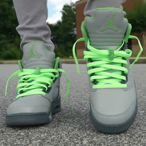 Neon Green Flat Laces Jordan Shoelaces Replacement
