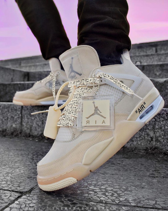 Cream Speckle Cement Print Shoelaces for Jordan Retro Sail AJ4