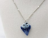 Ceramic heart pendant necklace, simple style