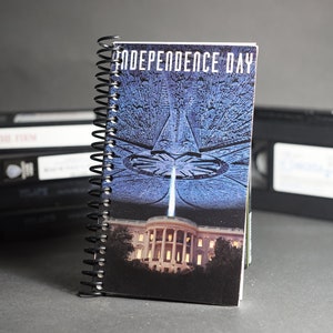 Independence Day VHS Notebook, Recycled/Repurposed, Original VHS Box