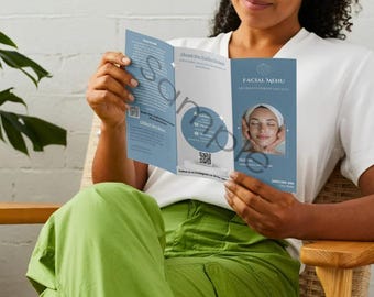 Plantilla de folleto con menú de tratamientos faciales y estéticos para spas (descarga digital)