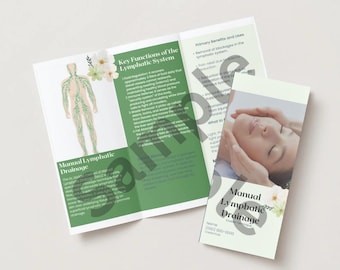 Plantilla de folleto sobre tratamiento de drenaje linfático manual para masajes de spa