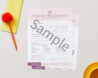 Plantilla de formulario digital para información del cliente, consentimiento y plan de tratamiento de spa estético (descarga gratuita).