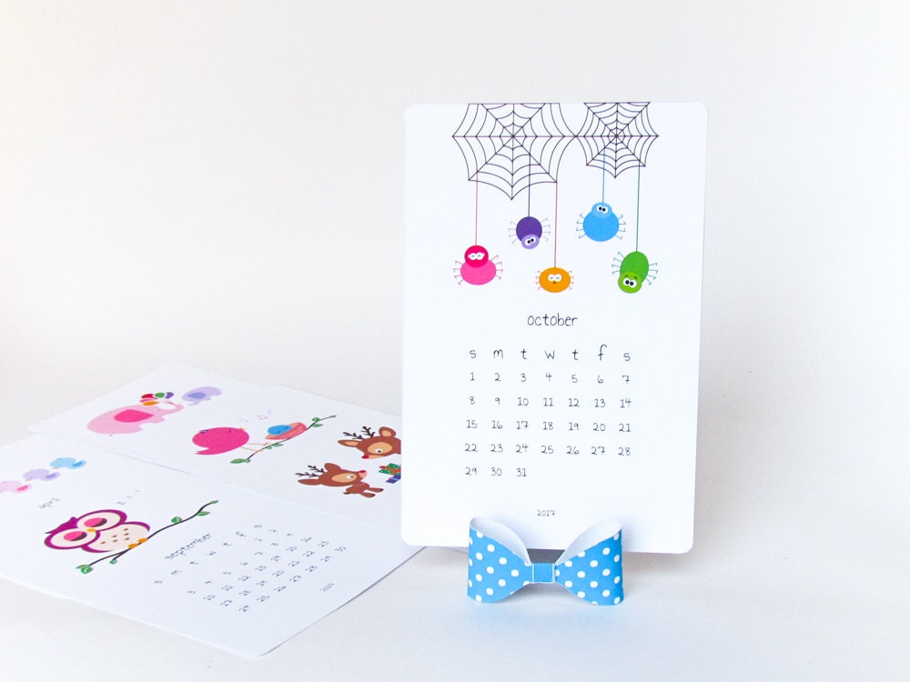 2019 Printable Desk Calendar DIY Animal Calendar Cute
