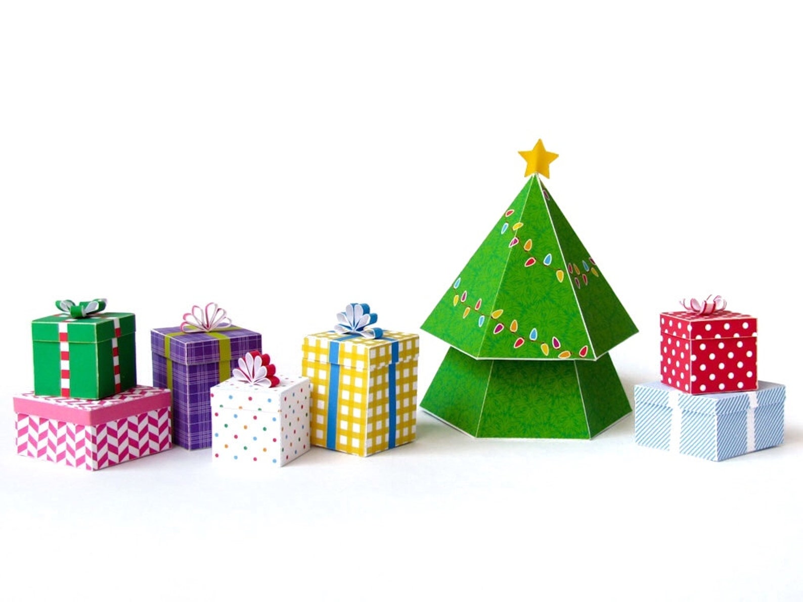 DIY Christmas tree gift boxes diy holiday ornaments Printable Etsy