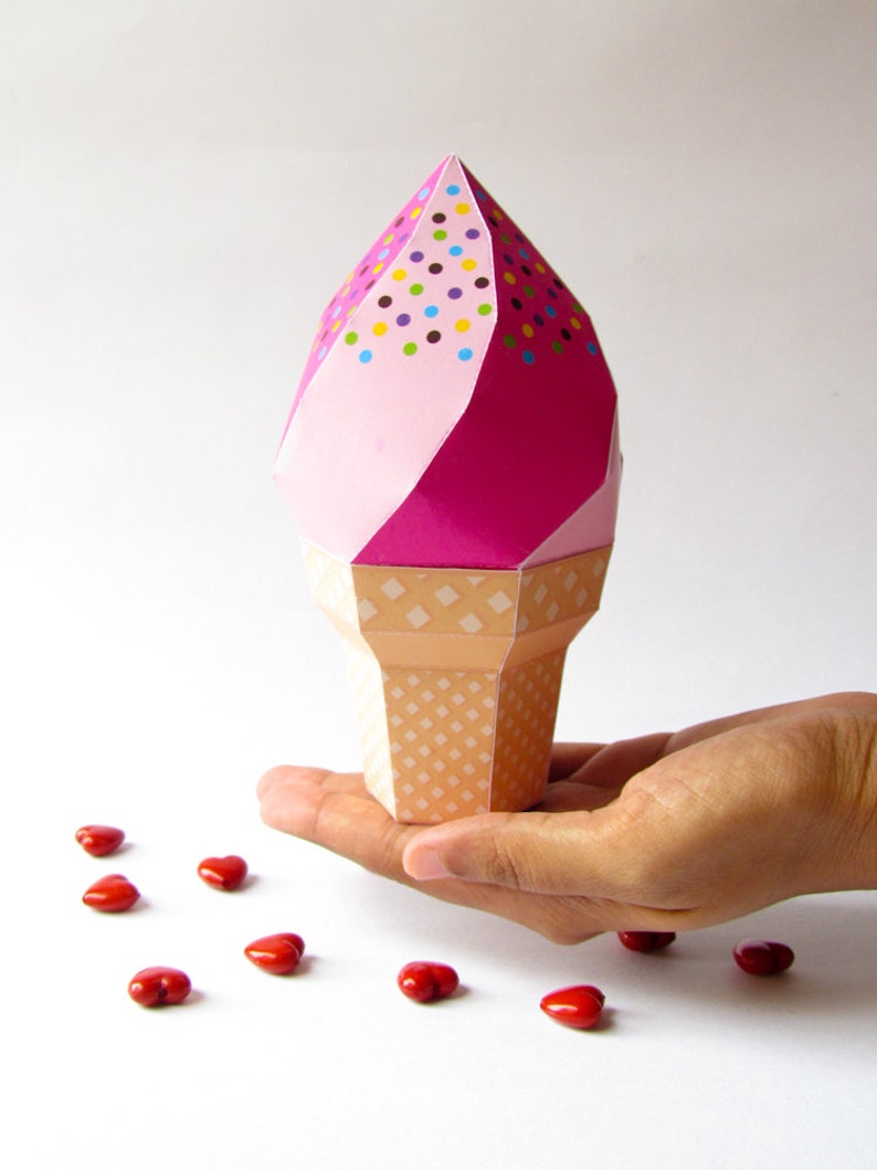 diy icecream favor box strawberry icecream soft serve waffle etsy