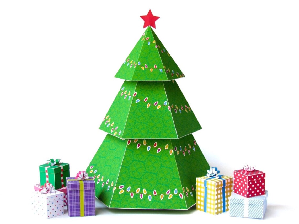 DIY Christmas tree gift boxes diy holiday ornaments Printable Etsy