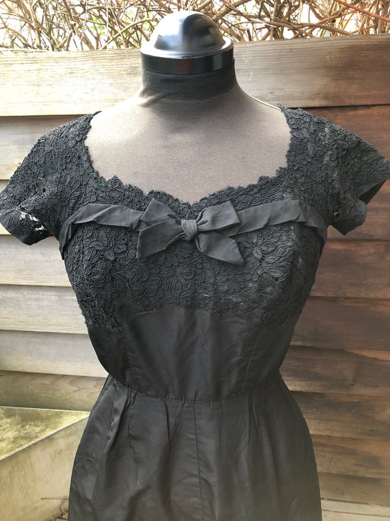 Beautiful genuine 50s black party dress. Taffeta … - image 2