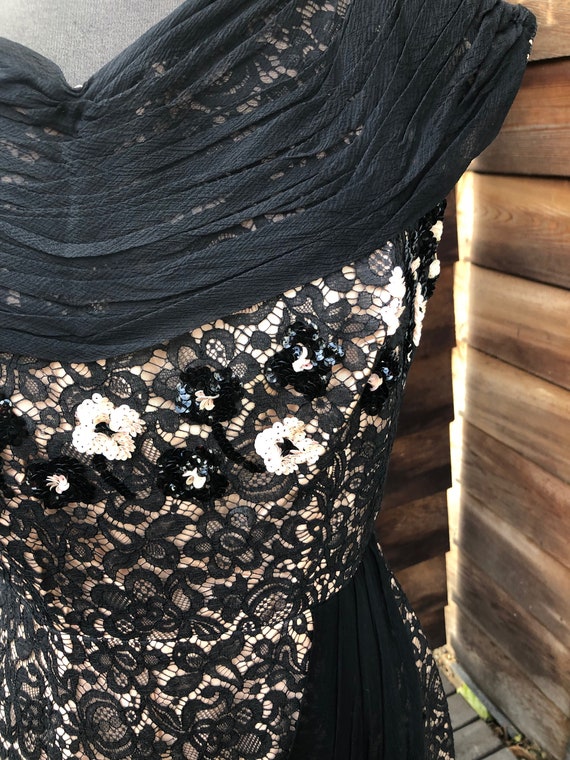 Exquisite vintage black lace cocktail dress. In w… - image 3