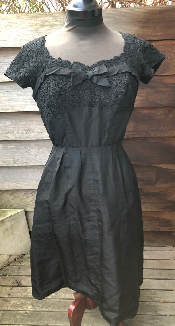 Beautiful genuine 50s black party dress. Taffeta … - image 3