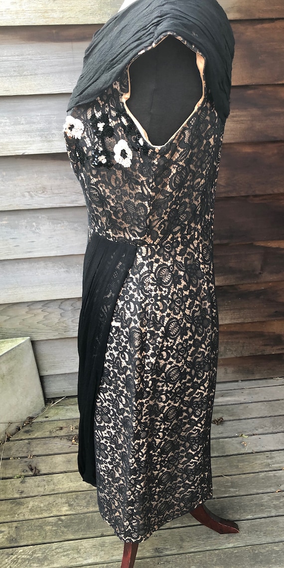 Exquisite vintage black lace cocktail dress. In w… - image 6