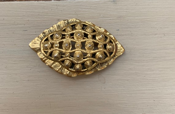 Gorgeous gold tone vintage brooch. Signed Freirich - image 1