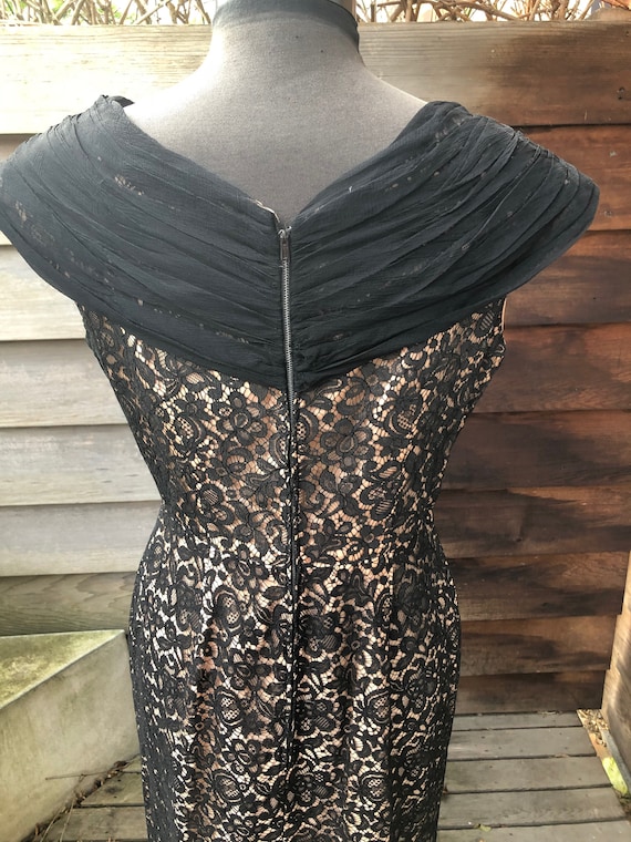 Exquisite vintage black lace cocktail dress. In w… - image 7