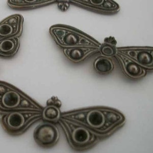 10 Vintage silver brass metal butterfly moth stampings