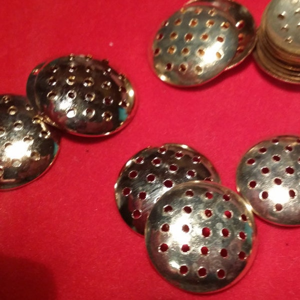 24x Vintage Perforated Brass 23mm Round Disc Beading Findings