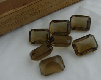 24x pedras octagonais de vidro de cristal topázio esfumaçado vintage 18x13mm
