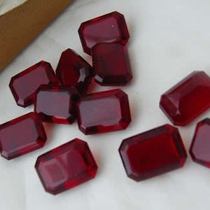24x VTG siam crystal glass octagon stones 18x13mm
