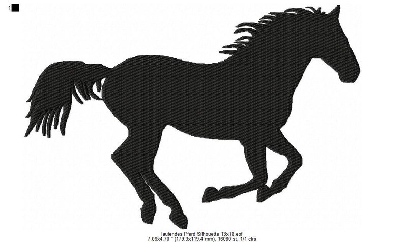 Embroidery Design running horse 5'x7' DIGITAL DOWNLOAD PRODUCT image 3