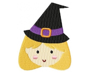 Embroidery Design little witch 4'x4' - DIGITAL DOWNLOAD PRODUCT