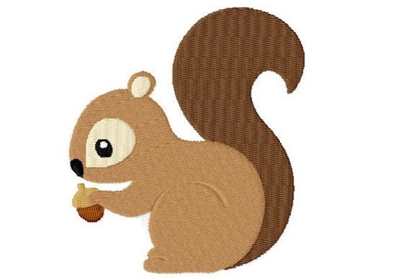 Design Of Cute Squirrel With Hearts Embroidery