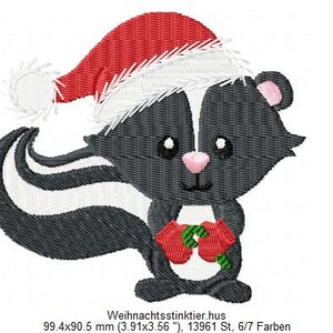 Embroidery Design Christmas Skunk 4'x4' DIGITAL DOWNLOAD PRODUCT image 2