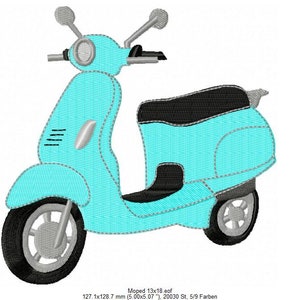 Embroidery Design Moped 5'x7' DIGITAL DOWNLOAD PRODUCT image 2